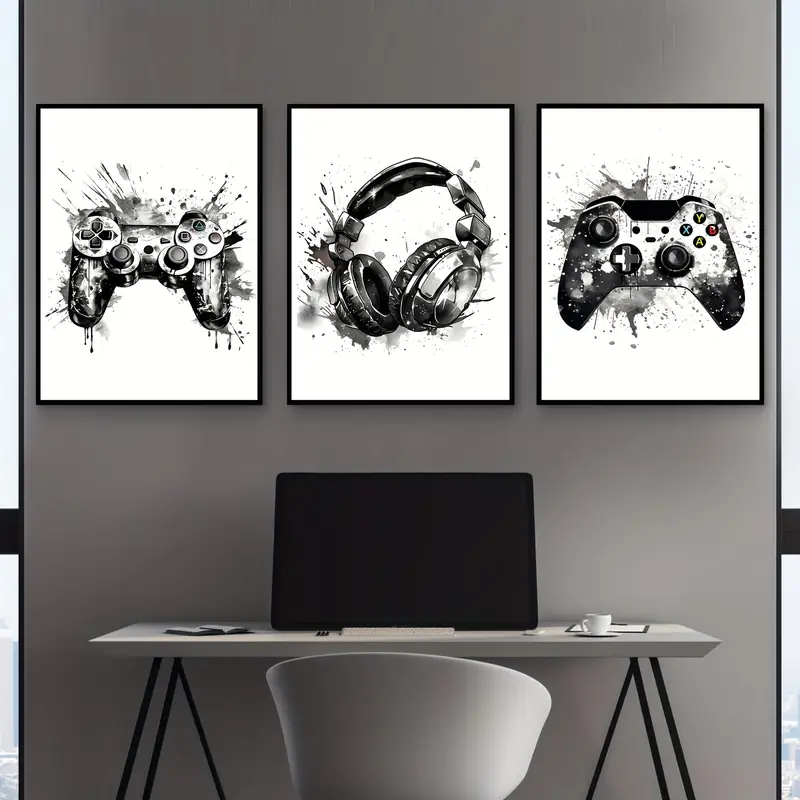 Gaming Set Accessories - 3-delige frameloze canvas schilderijen 3-delige set