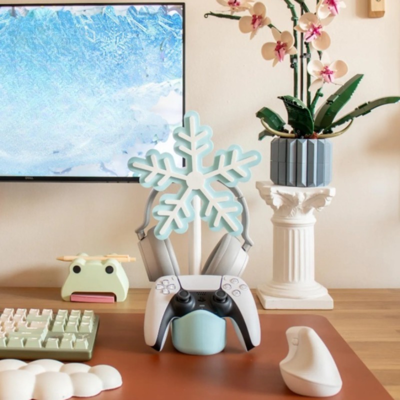 Gaming Accessories To 3D Print - Sneeuwvlok-hoofdtelefoonstandaard 3D-printen Schattig opbergrek voor oortelefoons