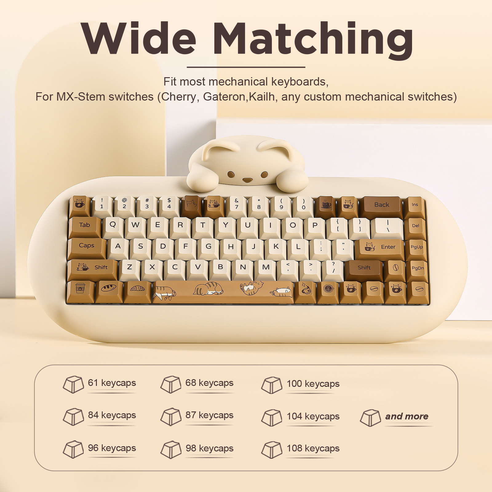 YUNZII Coffee Cat PBT Keycaps, - Gaming Set Accessories recensie en prijs